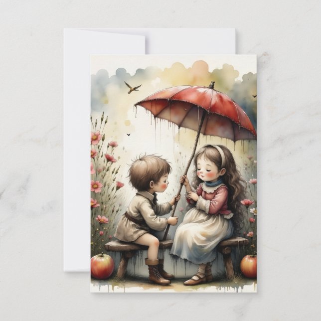 Regniga Dagars Romans Små Älsklingar Konst Tack Kort (Framsida)