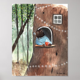 Regniga dagstidningen Bear Daydröm Tea Time Illust Poster