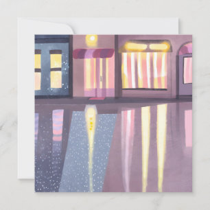Regniga Reflektioner Lofi Samtidigt Vattenfärg Kort