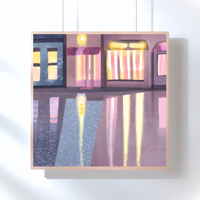 Regniga Reflektioner | Lofi Samtidigt Vattenfärg Poster (Skapare uppladdad)