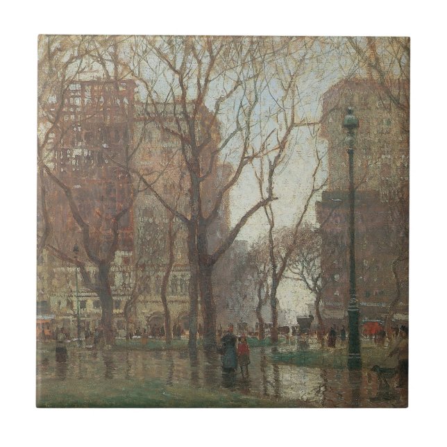 Regnigt dag, Madison Square, New York, Paul Cornoy Kakelplatta (Framsidan)