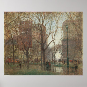 Regnigt dag, Madison Square, New York, Paul Cornoy Poster