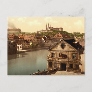 Regnitz och Michaelsberg Bamberg Bayern Tyskland Vykort