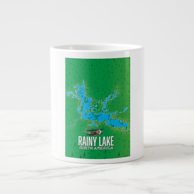 Regnkarta över sjön Rainy Lake Jumbo Mugg (Framsidan)