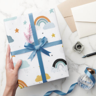 Regnmoln och regnbåge Baby Shower Presentpapper