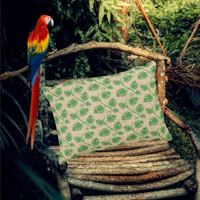Regnskog Drömmar Tropiska Philodendron Rankor Prydnadskudde (Rustic philodendron pillow)