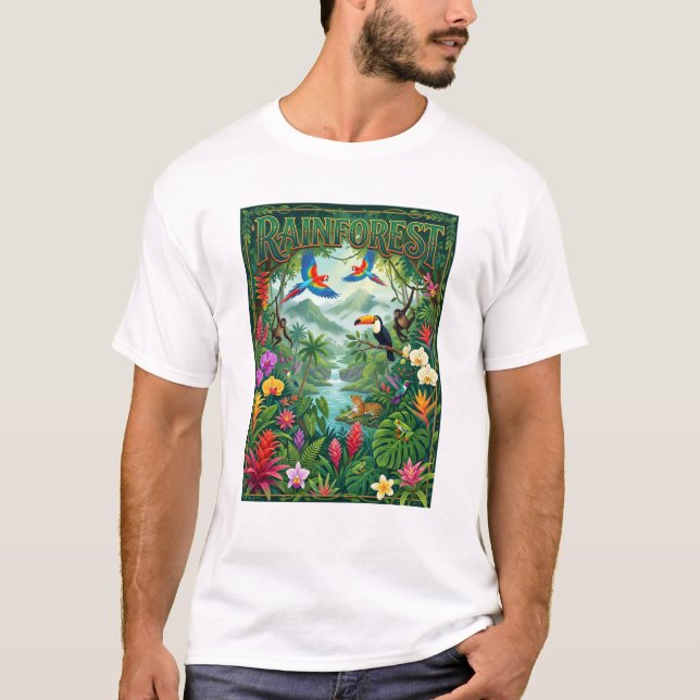 Regnskog färgrik design t shirt (Framsida)