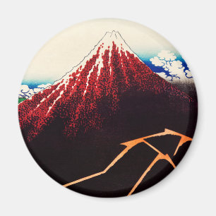 Regnstorm under toppen av Katsushika Hokusai Magnet