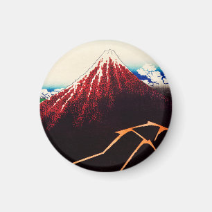 Regnstorm under toppen av Katsushika Hokusai Magnet