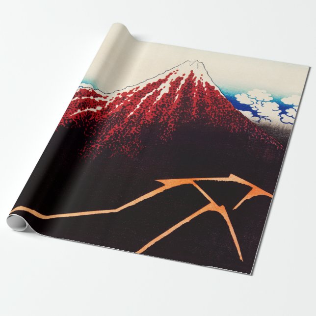 Regnstorm under toppen av Katsushika Hokusai Presentpapper (Utrullad)