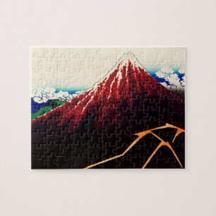 Regnstorm under toppmötet av Katsushika Hokusai Pussel