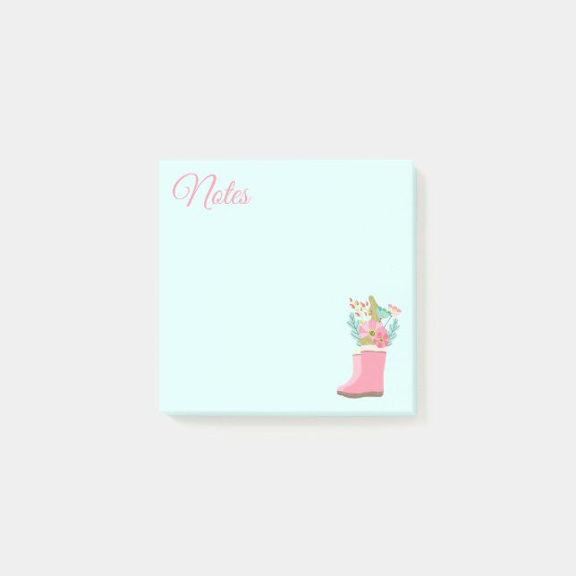 Regnstövlar och blommor Post-It-lappar Post-it Block (Framsida)