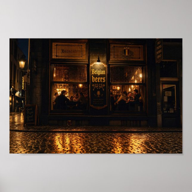 Regnvåt belgisk ölabendeposter poster (Framsidan)