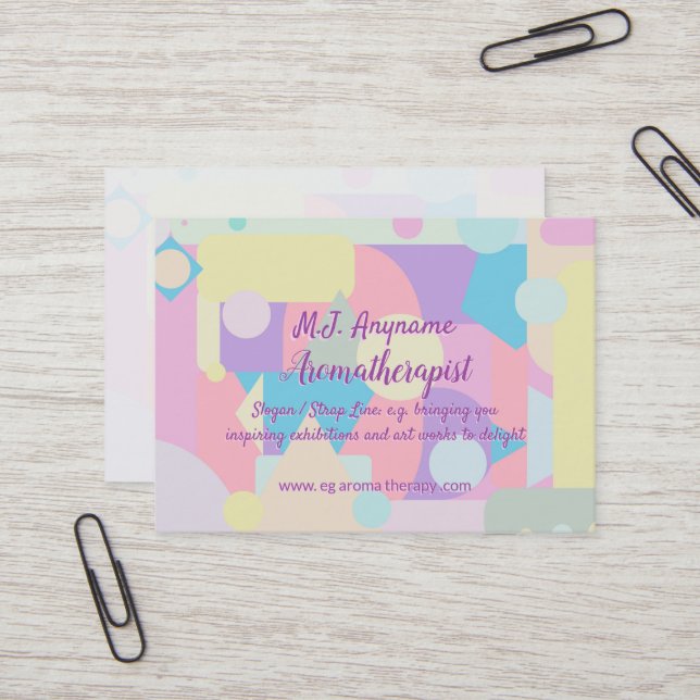 Regulära pastellformer - Aromaterapist Visitkort (Fram/Back In Situ)
