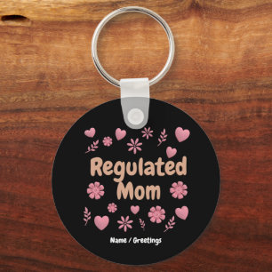 Regulated Mom 3D Rosa Blommig Hjärta Estetik Nyckelring