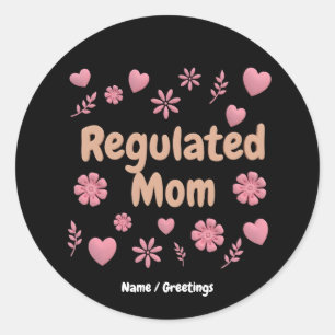 Regulated Mom 3D Rosa Blommig Hjärta Estetik Runt Klistermärke