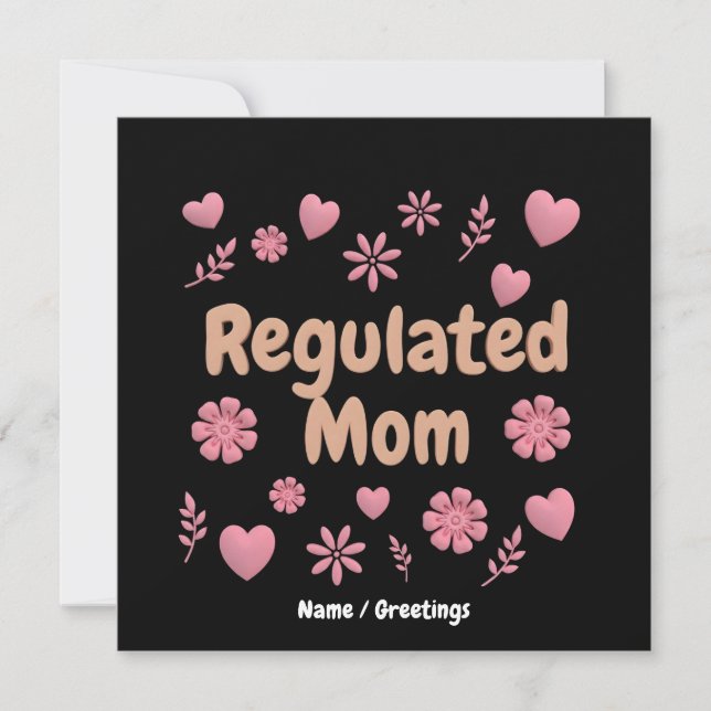 Regulated Mom 3D Rosa Blommig Hjärtformad Estetik Inbjudningar (Framsida)