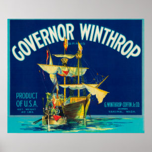 RegulatorWinthrop Apple etikett (blått) - Yakima, Poster
