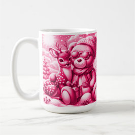 Reh und Bärchen Weihnachten Christmas Magenta Kaffemugg