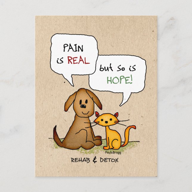 Rehab & Detox Tecknad: Recovery Sobriety DrugFree Vykort (Framsida)