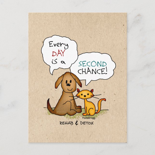 Rehab & Detox Tecknad: Recovery Sobriety DrugFree Vykort (Framsida)