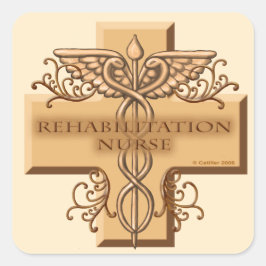 Rehab Nurse Caduceus Fyrkantigt Klistermärke