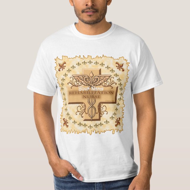 Rehab Nurse Caduceus T Shirt (Framsida)