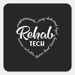 Rehab-teknik, rehabilitering, rehab fyrkantigt klistermärke