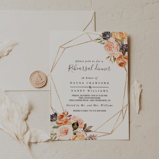 Rehearsal-Blommigt för geometrisk  Lila Inbjudningar (Skapare uppladdad)