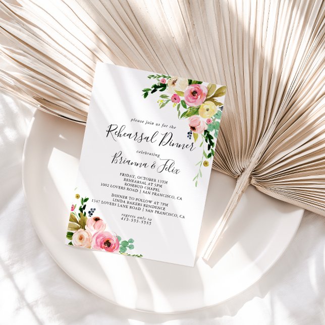 Rehearsal-Blommigt för tropisk färgfull höst Inbjudningar (Skapare uppladdad)