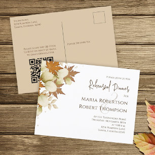 Rehearsal Dinner Autumn Fall Greenery QR-kod Vykort