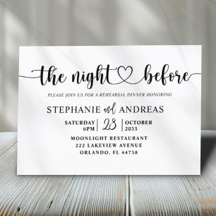 Rehearsal Dinner Black & White Wedding bjudande Inbjudningar
