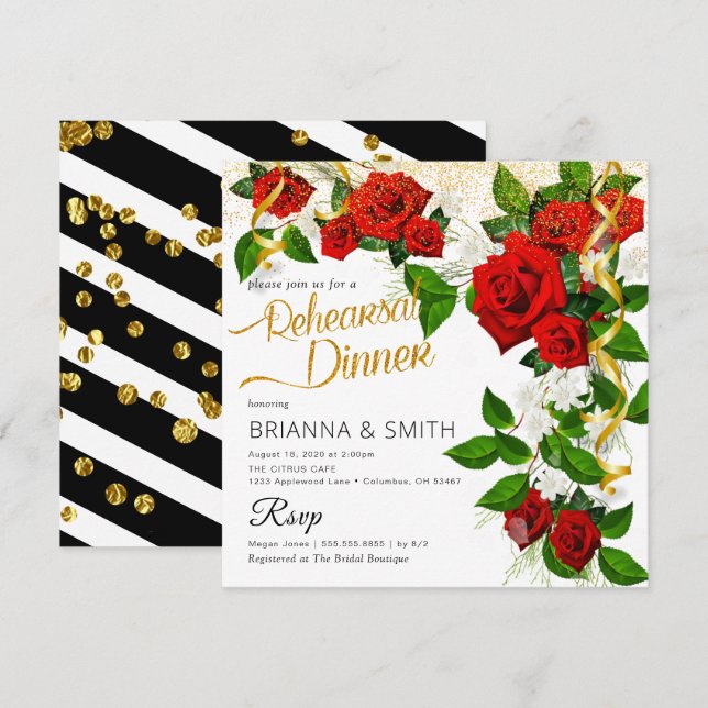 Rehearsal Dinner Calligraphy Ro Inbjudningar (Fram/baksida)