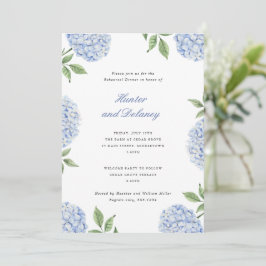 Rehearsal Dinner Classic Blue Hydrangea Flower Inbjudningar