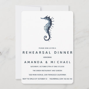 Rehearsal Dinner de Blå sjöhästen Bröllop Inbjudningar