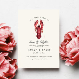 Rehearsal Dinner de kärlek och Lobster Inbjudningar
