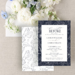 Rehearsal Dinner elegant Navy Blue Blommigt Bröllo Inbjudningar