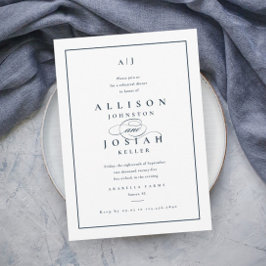 Rehearsal Dinner elegant Navy Blue Bröllop Inbjudningar