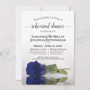 Rehearsal Dinner elegant Navy Blue Ro Bröllop Inbjudningar