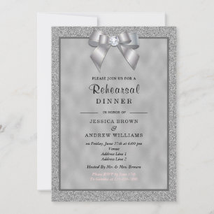 Rehearsal Dinner elegant Silver & Snyggt Glitter Inbjudningar