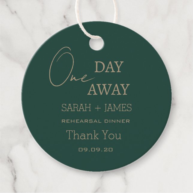 Rehearsal Dinner Emerald Grönt Bröllop Tack Gåvor Etiketter (Framsida)