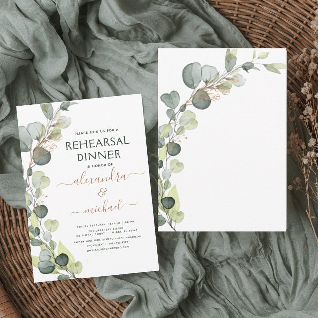 Rehearsal Dinner Eucalyptus Greenery Elegant Inbjudningar (Skapare uppladdad)