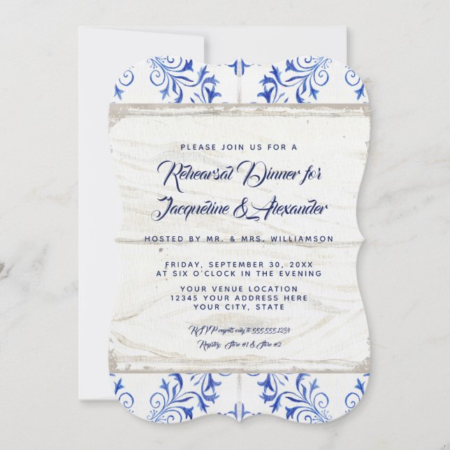 Rehearsal Dinner Farm Navy Indigo Kraft Rustic Inbjudningar (Framsida)