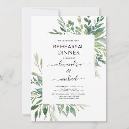 Rehearsal Dinner Foliage Greenery Elegant Invati Inbjudningar