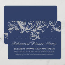 Rehearsal Dinner för antique Blue- och Grått-Blomm