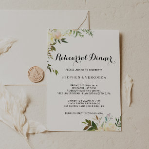Rehearsal Dinner för botaniska Blommigtar med enke Inbjudningar