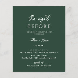 Rehearsal Dinner för budgeterad Emerald Grönt