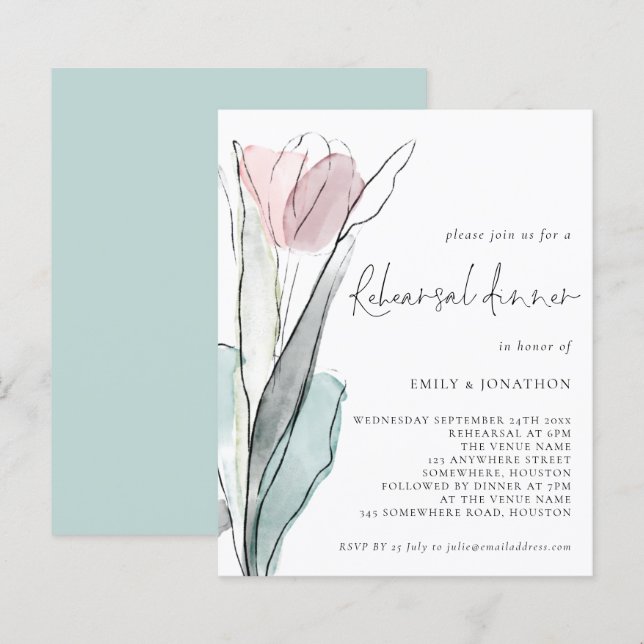 Rehearsal Dinner för budgeterade vattenfärger Tuli (Fram/baksida)