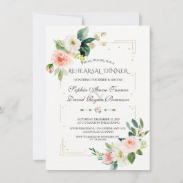 Rehearsal Dinner för den  Blommigten i Luxury Guld Inbjudningar