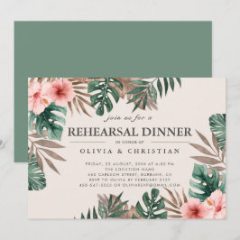 Rehearsal Dinner för Grönt av tropisk vattenfärg Inbjudningar